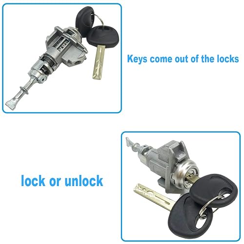 Miniatura 4 de 1 juego de cilindro de cerradura de puerta con 2 llaves, repuesto para Kia Optima 2011-2018 Juego de cerraduras de puerta delantera izquierda del