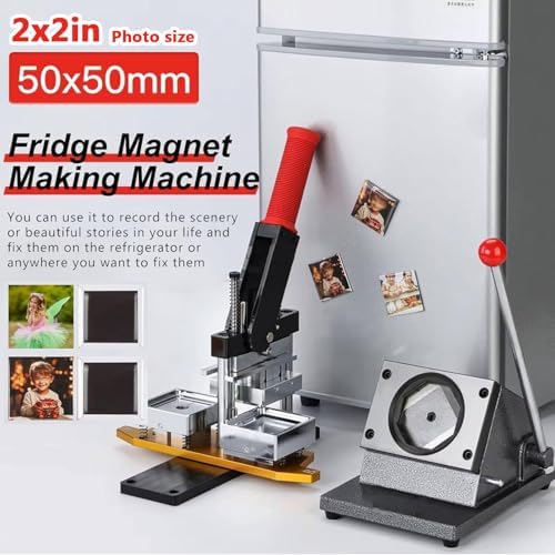 DIY Photo Refrigerator Sticker Magnet Press Kit, Includes Paper Cutter and 100pcs Materials for Custom Fridge Magnets Creation-Machine+100pcs(Cardboard)