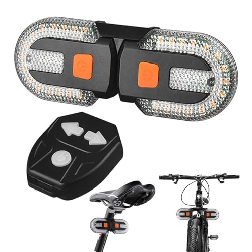 Two-Lamp Split Turn Signals,USB Rechargeable Bike Tail Light Remote Control,5 Modes Bicycle Rear Light,Ipx6 Waterproof for Mountain Bikes Racing Bikes E-Scooter (1PCS)