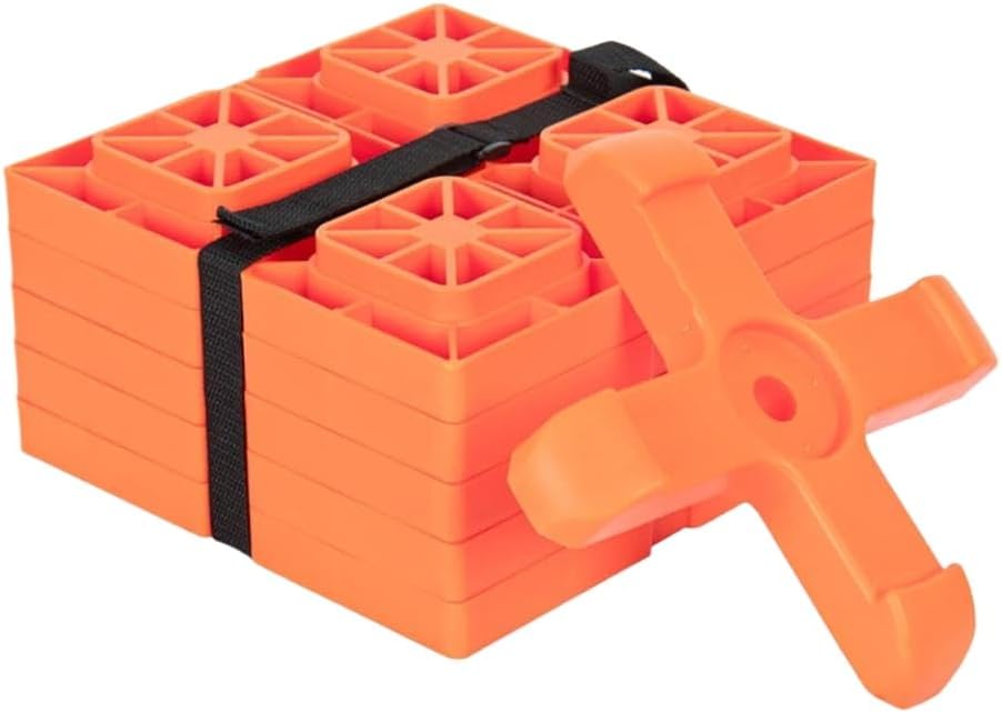 Heavy Duty RV Leveling Block Superimposed Board Flattener Trailer Escape Plate Wheel Stopper Anti-Slip 4-Pack Compatible with Automotive Motorcycle Parts(5PCS)