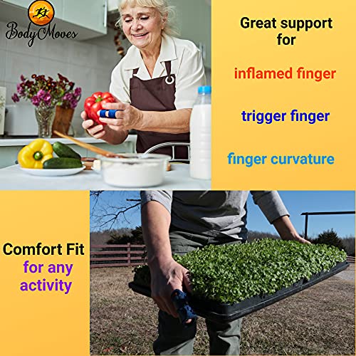 Bodymoves 2 Finger Splints Plus 2 Sleeves For Trigger Mallet Broken Finger Brace Joint Support For Men And Women- Ideal For Seniors (4 Pc Set, Midnight Black) #TOP1