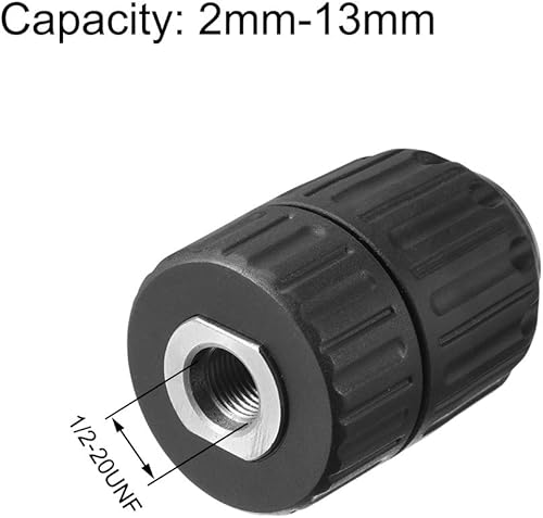 Miniatura 3 de uxcell Adaptador de conversión de portabrocas sin llave de 12" 0.079-0.512 in para taladro inalámbrico de destornillador de impacto negro