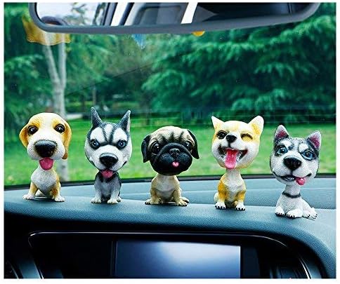 Handmade childhood memory BobbleHead Dogs Car Dash Puppy for Car Vehicle decoration rocking head dog made by superior Natural Resin Husky Lying 1PC image 4