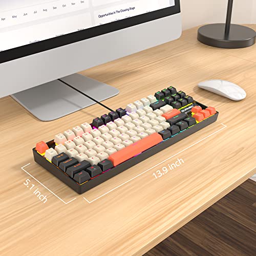 Image of Fogruaden RGB Wired 75% Percent Mechanical Keyboard with Red Switch TKL Mechanical Keyboard 75 Percent, 87 Keys NKRO Compact Gaming Keyboard 75% for Win /Mac Laptop PC Gamer (Carbon /87)
