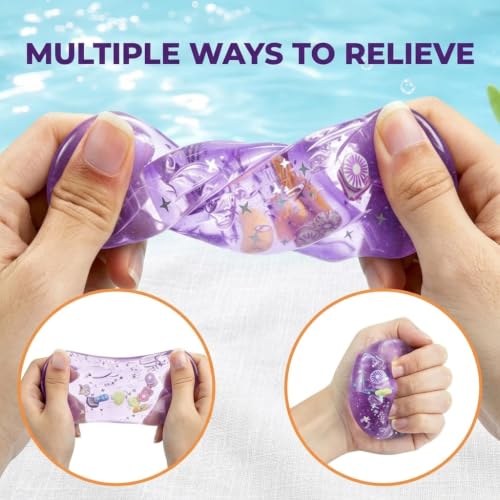 Image of ZIBUYU 5cm Ice Cube Squishy Stress, Sensory Fidget Tool with Marine Shells