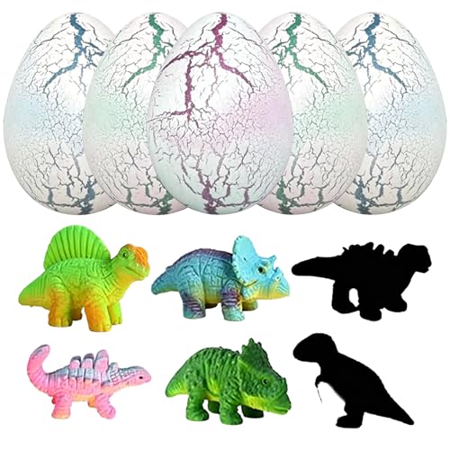 TUBAWD 5Pcs Hatching Dinosaur Egg with Five Expandable Dinosaur Figures Water-Activated Growth Surprise for Creative Play and Learning Activities