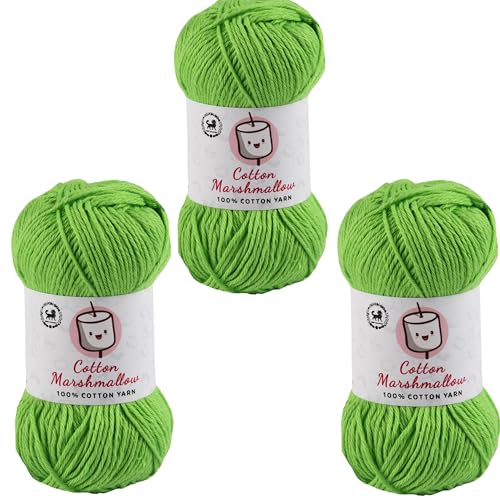 Image of NESTNHAVEN Cotton Marshmallow 100% Cotton Yarn - (50 g, 130 m) - Luxury Yarn for Crochet, Amigurumi, Embroidery, Toys, Garments, Flowers and Hobby Projects (Green) |