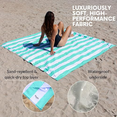 Handy Beach Picnic Blanket 7' X 7' Extra Large, Sandproof, Windproof, Waterproof, Hole for Beach Umbrella, Corner Sand Pockets by Handy Beach Goods - Used condition - Image 3