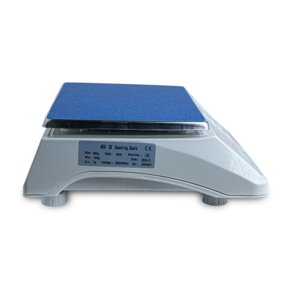 BDCOM Balanza Cuenta Piezas Industrial CN-30K 30kg x 1g Pantalla LCD Teclado Impermeable Batería Larga Duración Plato 27x19 cm