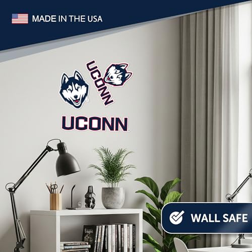 Autocollant UConn Huskies WallStix vinyle amovible 28x43 cm