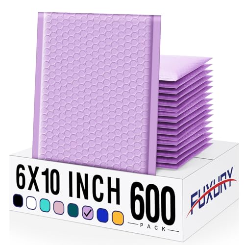 Image of Fuxury Bubble Mailers 6x10 inch 600 Pack Lavender Bubble Shipping Envelopes | Usable Size 6x9 inch #0 Cute Bubble Padded Mailer Thick Padded Envelopes for Mailing Jewelry,Makeup, Bulk