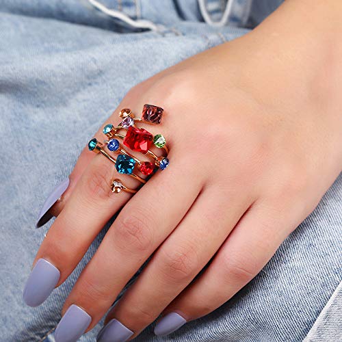 Bague Tendance en Couches de Cristal Coloré Style Bohème Femme