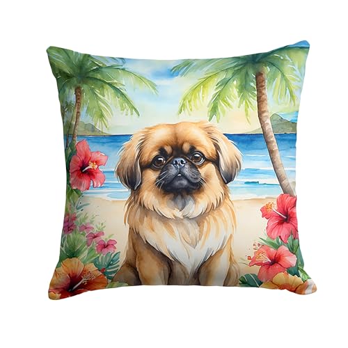Caroline's Treasures Luau Party Decorative Throw Pillow, 18Hx18W, Pekingese 6488