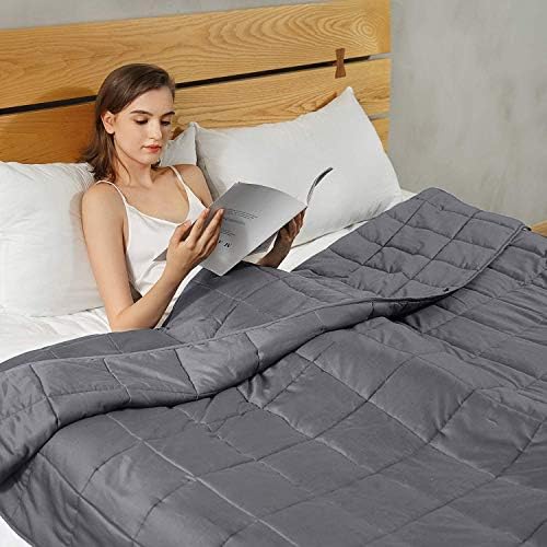 HBselect Weighted Blanket for Stress Anxiety Relief and Better Sleep, 122 * 183cm - 6.8kg (15lb) Soft Comfortable Heavy Blanket for Adults and Kids - Glass Beads Filling, BPA FREE