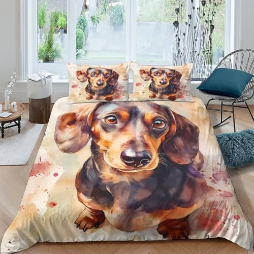 Housse de couette teckel 3D parure microfibre supérieure - 4
