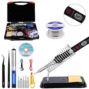 Lötkolben Set, ockered Lötkolben 18 in 1 Lötset 60W Lötstation mit Temperatur Einstellbar 220-480°C, 5 Lötspitzen, Regelbar und EIN/AUS-Schalter für Elektrotechnik Reparaturen Profi Hobbybastler.…