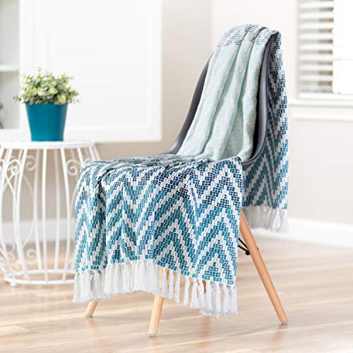 Chanasya Grid Chevron Woven Cotton Throw Blanket #TOP21