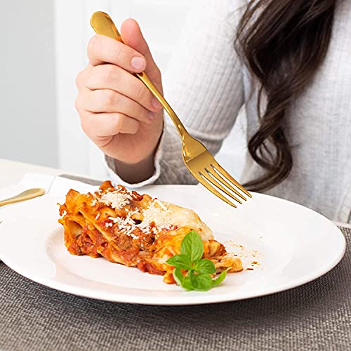 Image of Gold Silverware Set, Gold Flatware Set for 4, Stainless Steel Tableware Cutlery Set, Utensil Sets for Kitchen, Forks and Spoons Silverware (Gold, Set of 10)