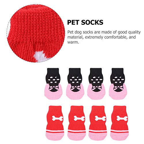 POPETPOP 8 Peças Meias para Animais de Estimação Meias Anti-Derrapantes para Cães de Inverno Meias p