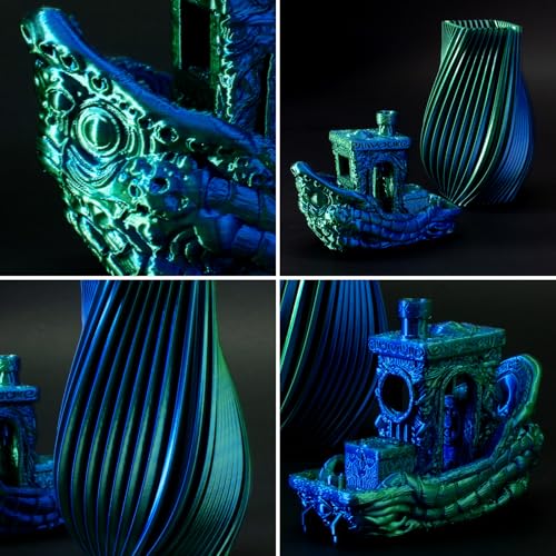 Image of Dual Color Silk PLA Filament 1.75mm Blue Green 1KG, Shiny High Gloss Finish, Seamless Color Transition, Neatly Wound, Accuracy + /-0.02mm Vacuum Packaging