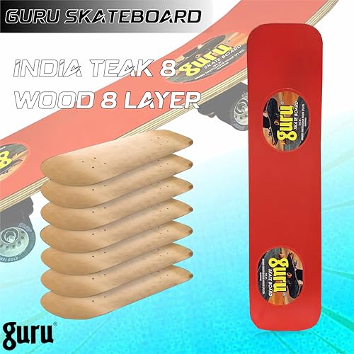 Image of GURU Skateboard, Wooden Non-Slip Skateboard for Kids, Adult, Casterboard /Skate Board /Hoverboard /Longboard for Beginners, Learners, Training Purpose for All Age Group