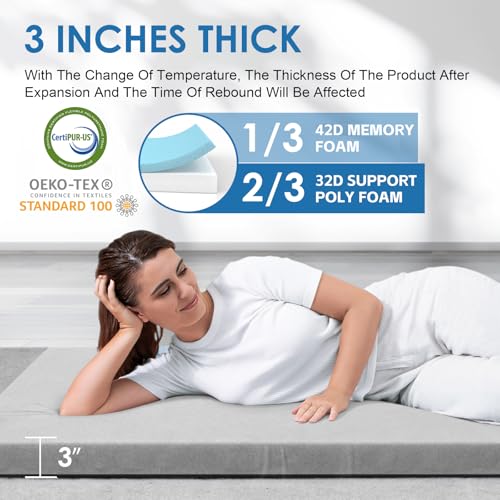 KingChii CertiPUR-US Memory Foam Camping Mattress, Portable Roll Up Travel Car Camping Mattress Sleeping Pad & Floor Mat - Additional View