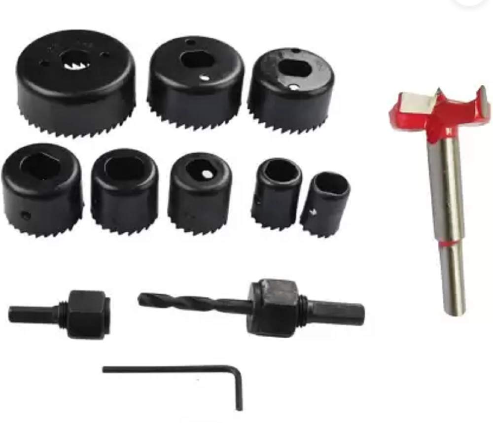Inditrust 11pc Hole Saw Set 35mm Henges Boring Bit Rotary Bit Set (13 Bits)