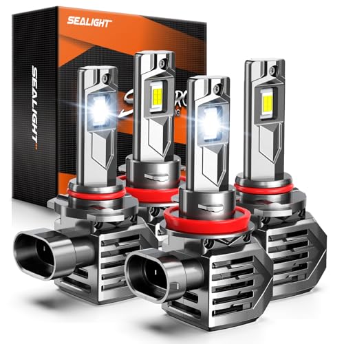 SEALIGHT 9005/HB3 H11/H8/H9 Fog Lamps or DRL 150,000LM 9×Brightness High Power for ATVs & Powersports, 2026 Version, S7S Series Wireless 9005 H11 Fog Lamps Water Proof 10 Years Lifespan- Pack of 4