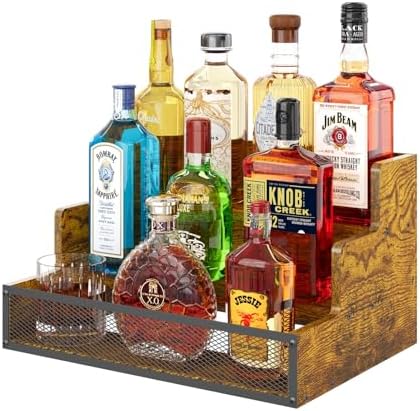 Amazon.com: Liquor Bottle Display Shelf, 3 Step Countertop Liquor Wine ...