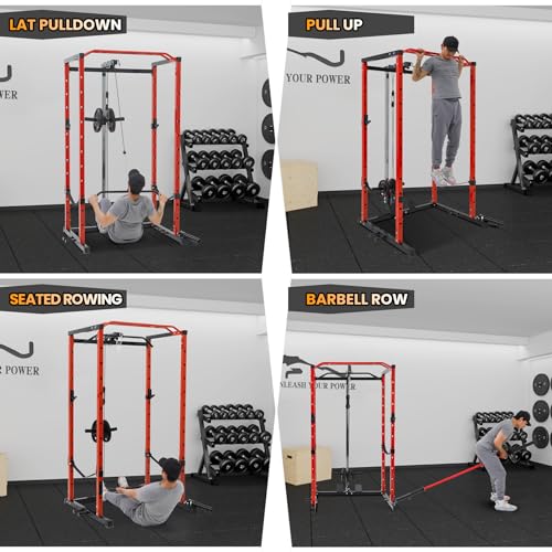 image for GarveeLife Power Cage with LAT Pulldown, Multi-Functional Power Rack w