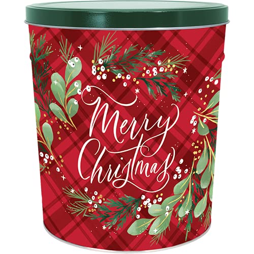 C.R. Frank Popcorn - Gourmet Popcorn Tin, 2 Gallon, Christmas Plaid (Butter, Cheese, and Caramel)