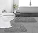 The Original GORILLA GRIP Slip-Resistant Shaggy Chenille Bathroom Rug Set, Includes Contoured for Toilet and 30î x 20î, Machine-Washable, Perfect for Bath, Tub, and Shower (Gray Curved Set).