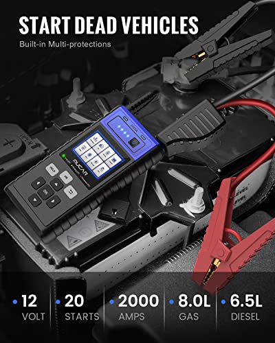 Mucar Js502 Jump Starter With Obd2 Scanner, 2000A Enhanced Car Battery Jumper, Up To 8.0L Gas & 6.5L Diesel Engine, Full Obd2 Scanner Diagnostic Tool, 12V Battery Jumper Starter Portable, Usb Qc3.0 #TOP2