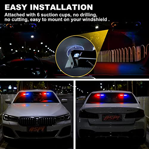 Aspl 2 In 1 Dash Emergency Strobe Lights 2X7.2 Inch 16Led Interior Front/Rear Windshield Safety Deck Split Light Bar Portable Hazard Flashing Warning Traffic Lights For Trucks Vehicles Cars (Red/Blue) #TOP3
