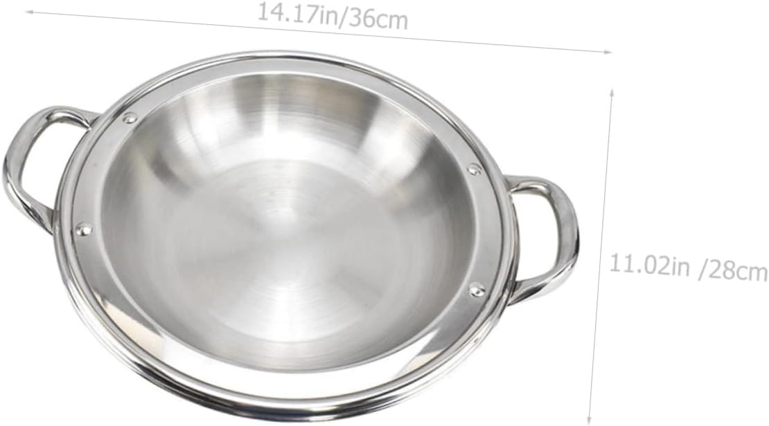 MAGICLULU Stainless Steel Shallow Hot Pot Multi-function Cooking Pot Wide Edge Convenient for Home Use for Ramen and Paella for Family Gatherings