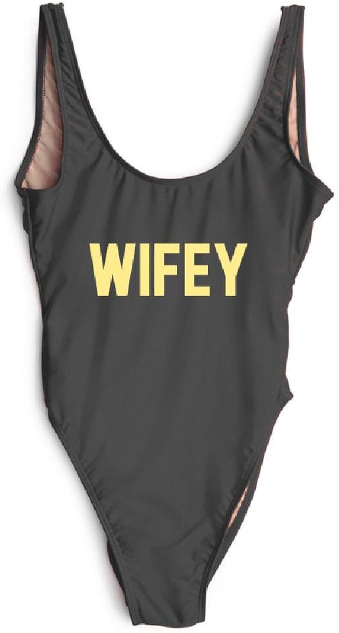 HK One Piece Swimsuit Wifey Letter 