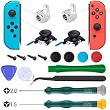 UOWGA Joycon Joystick Replacement, 2 Pack Switch Analog Thumbstick for Nintendo Switch, Joy Con Controller Repair Kit Include Metel Lock Buckles, Screwdrivers, Thumb Stick Caps and Pry Tools