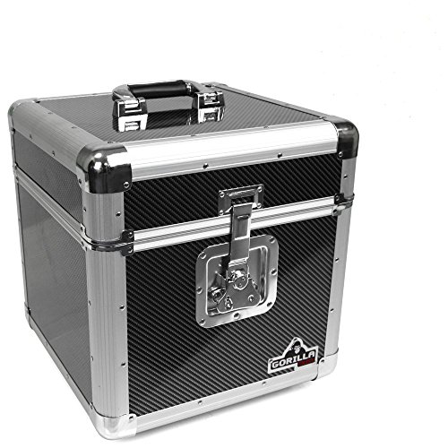 Gorilla GC-LP100 100x 12 Vinyl Record Storage Case Box (Carbon Black) with Free Cleaning Cloth