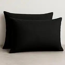 2 Fronhas de Travesseiro Avulsas Malha Lisa 100% Algodão (Preto)