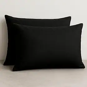 Kit 2 Fronhas De Travesseiro Avulsas 50x70cm Lisas Malha 100% Algodão Com Zíper Escondido Cores Vivas e Toque Macio Cozzilar (Preto)
