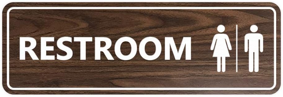 Signs ByLITA Standard All Gender Restroom Sign (Walnut) - Medium 1 Pack