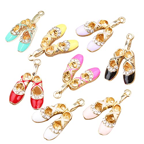 Yymsen 16Pcs Enamel Ballerina Girl Shoes Charm Gold Metal Enamel Pendant, Sparkling Ballet Shoes Pendant Jewelry Necklace Earrings Bracelet Craft Diy（Ballet Shoes） #TOP6