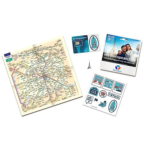 Europe France Sim Card 30 Days 30 Gb 4G Lte/5G Data, Unlimited Talk, Text+ 30 Euro International Calling Credit - Activate In France Required Before Service Available In Other Europe Countries #TOP1