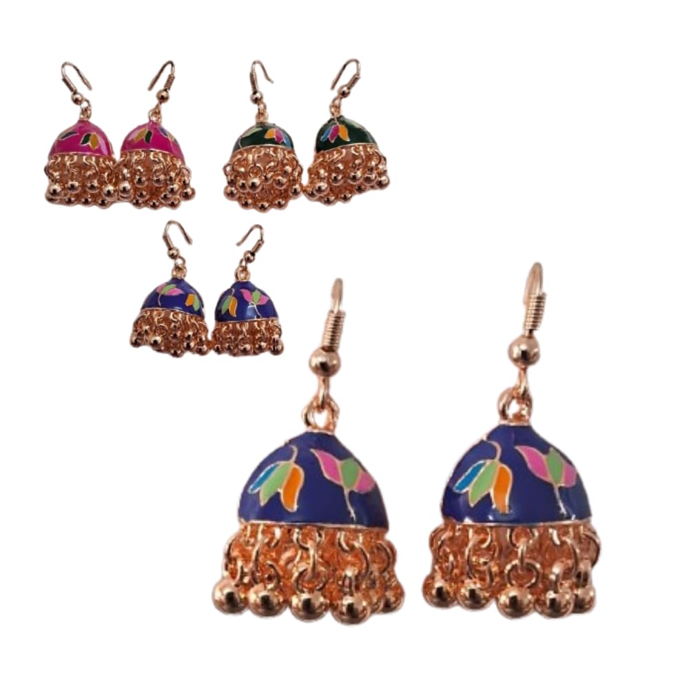 Rose gold jhumkhas | Pretty Earrings Women/Girls Traditional Multicolor Meenakari Jhumka (B0DCJF8JK4) Amazon Price History, Amazon Price Tracker