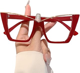 Fashion Cat Eye Glasses for Women – Chic Non-Prescription Eyewear - Red Price In India