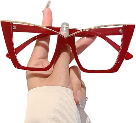 Fashion Cat Eye Glasses for Women – Chic Non-Prescription Eyewear - Red