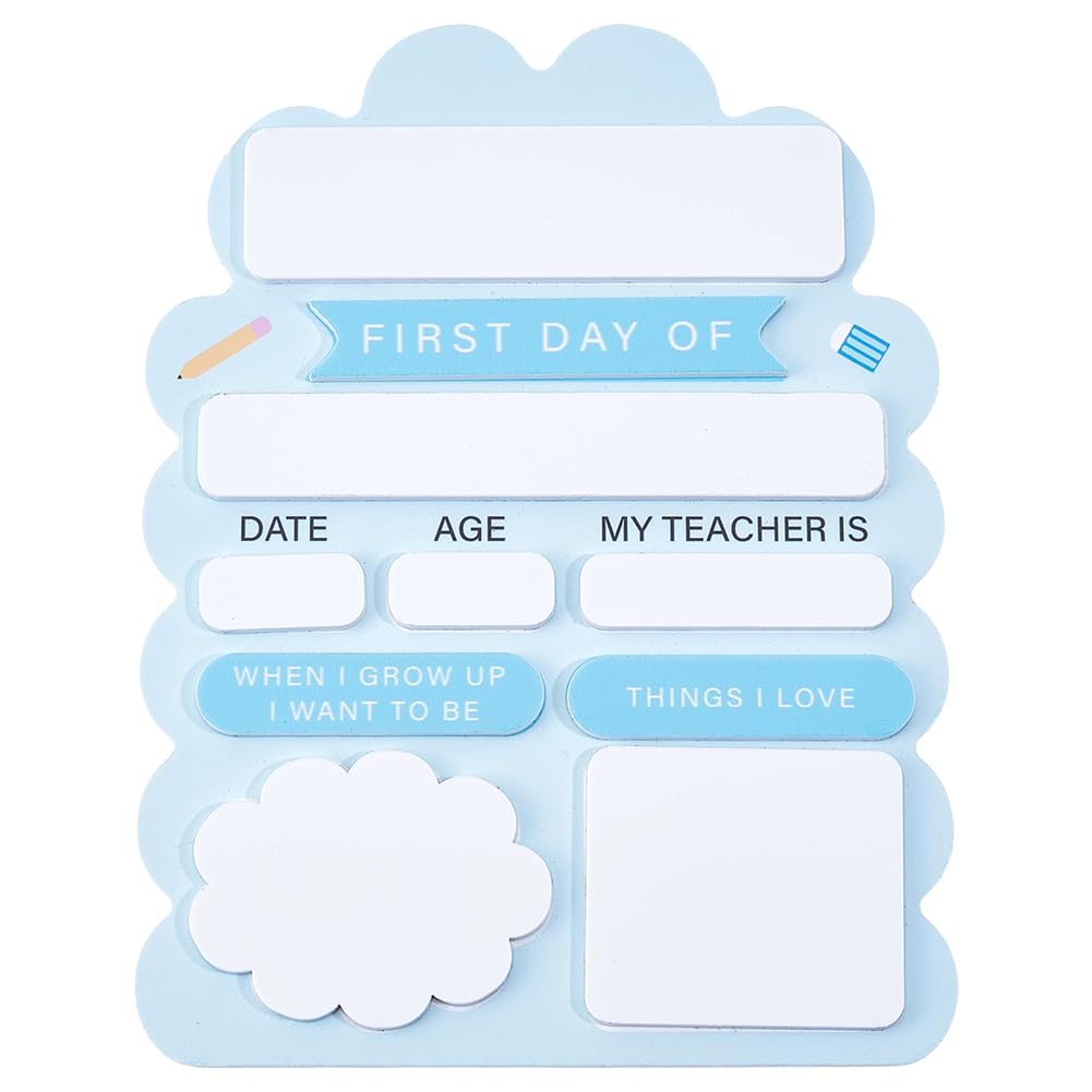 BENECREAT First Day of School Sign, Acrylic School Board with Wavy Edge Design, 19.5x14.5cm/7.68x5.71inch Reusable Back to Class Chalkboard for Preschool, Pre-K, and Kindergarten, Arch