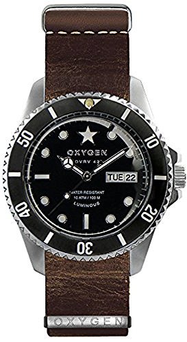 Montre bracelet Oxygen en cuir véritable marron d'une grande finesse