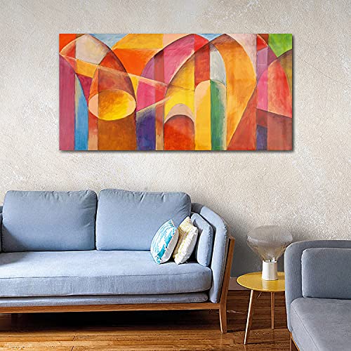 Art mural 140x70cm abstraction architecture pour grand mur vide