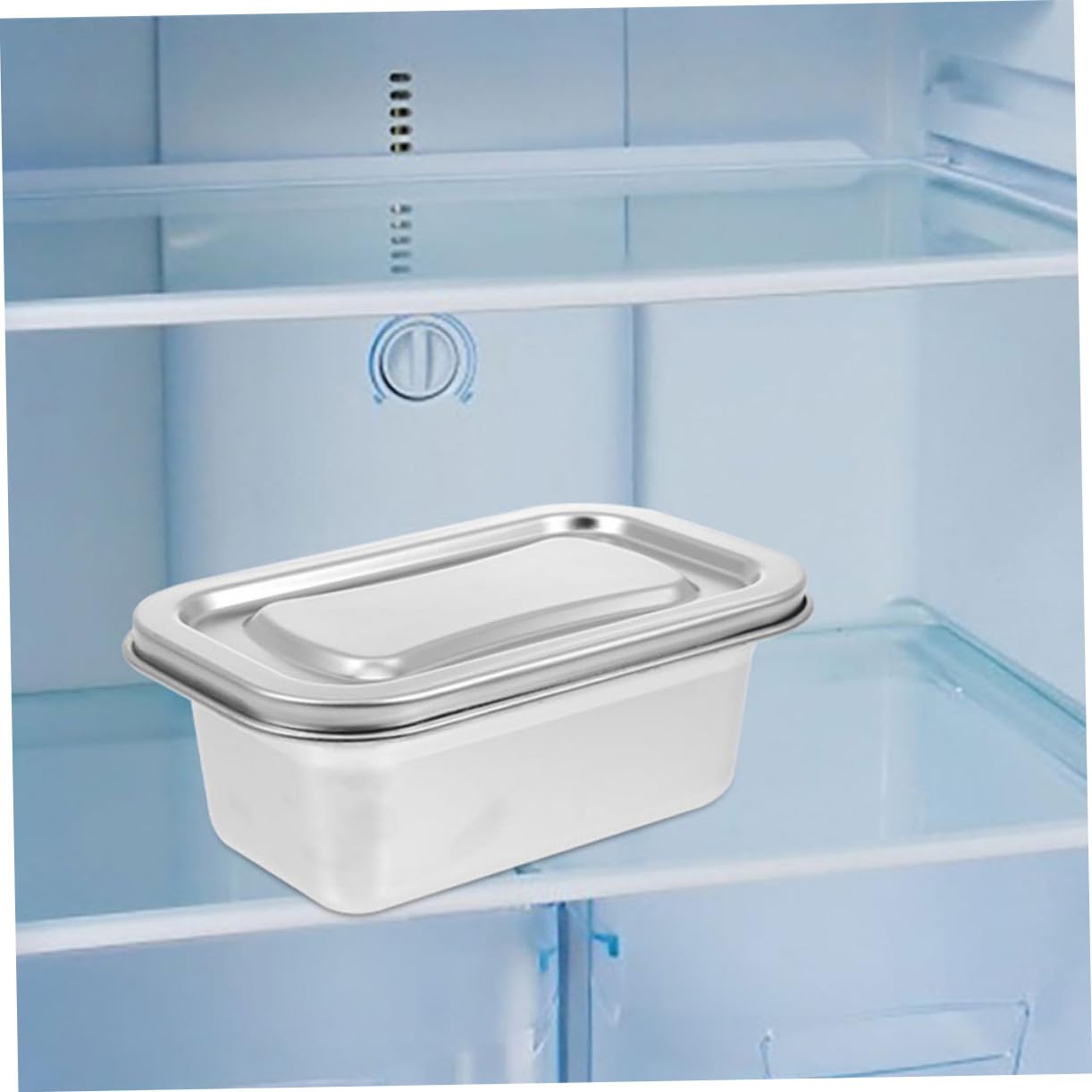2stücke Edelstahlbehälter mit Deckel für Selbstgemachte Eiscreme Stapelbar und Wiederverwendbar für Kühlschrank und Gefrierschrank-aufbewahrung mit Großem Fassungsvermögen